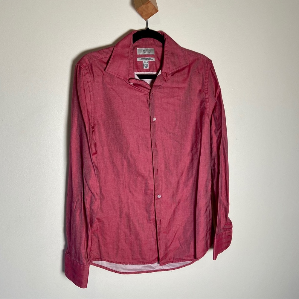 Le Chateau Dress Shirt Red Pinstriped